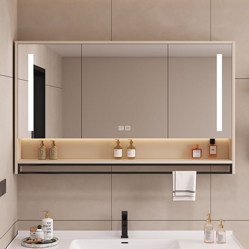 Solid Wood Smart Mirror Cabinet Bathroom Mirror Vanity Mirror Storage ...