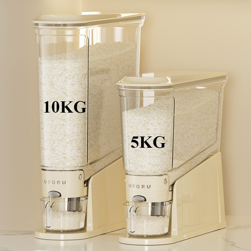 5/10KG Automatic Rice Dispenser Rice Storage Container with Lid and Cup ...