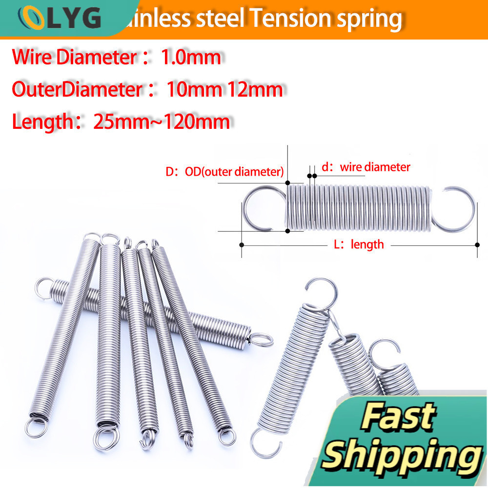 304 stainless steel Tension spring Diameter 1.0mm with O hook extension ...
