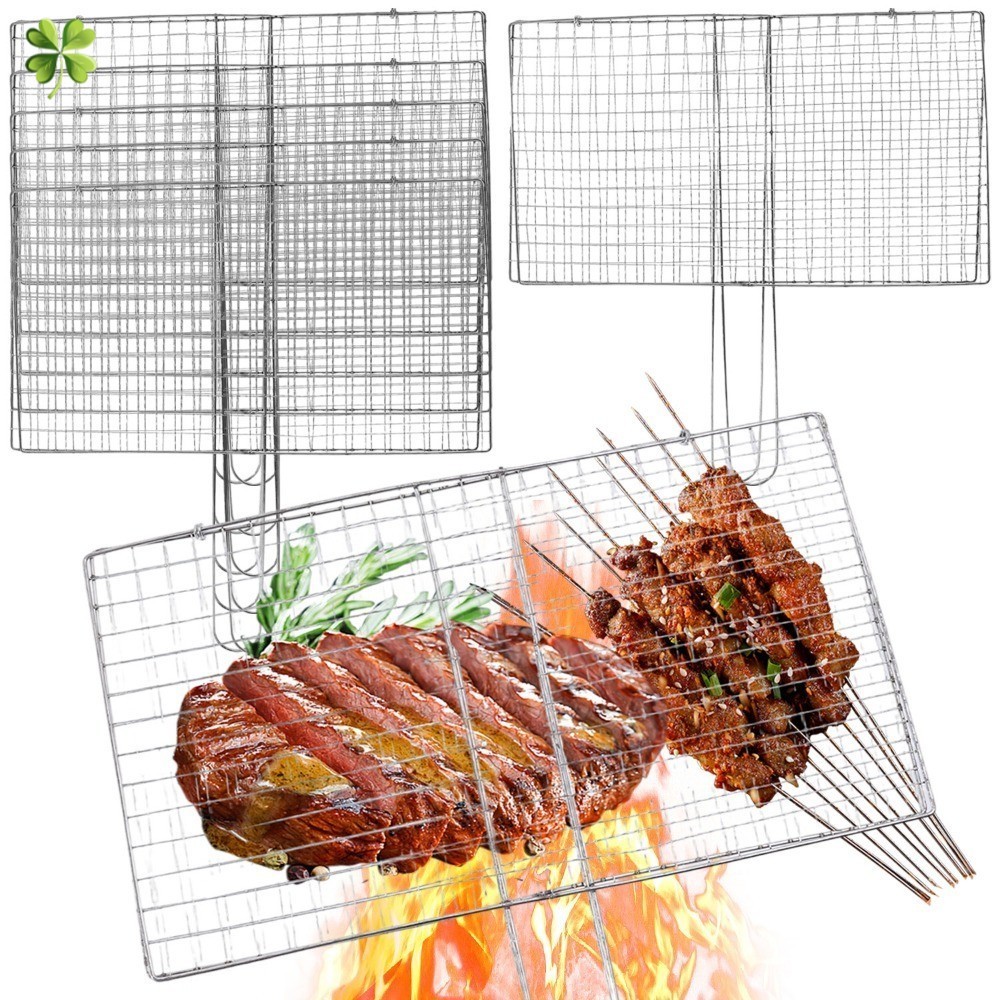 Portable Rectangular Metal Grill with Handle Anti-slip BBQ Grilling ...