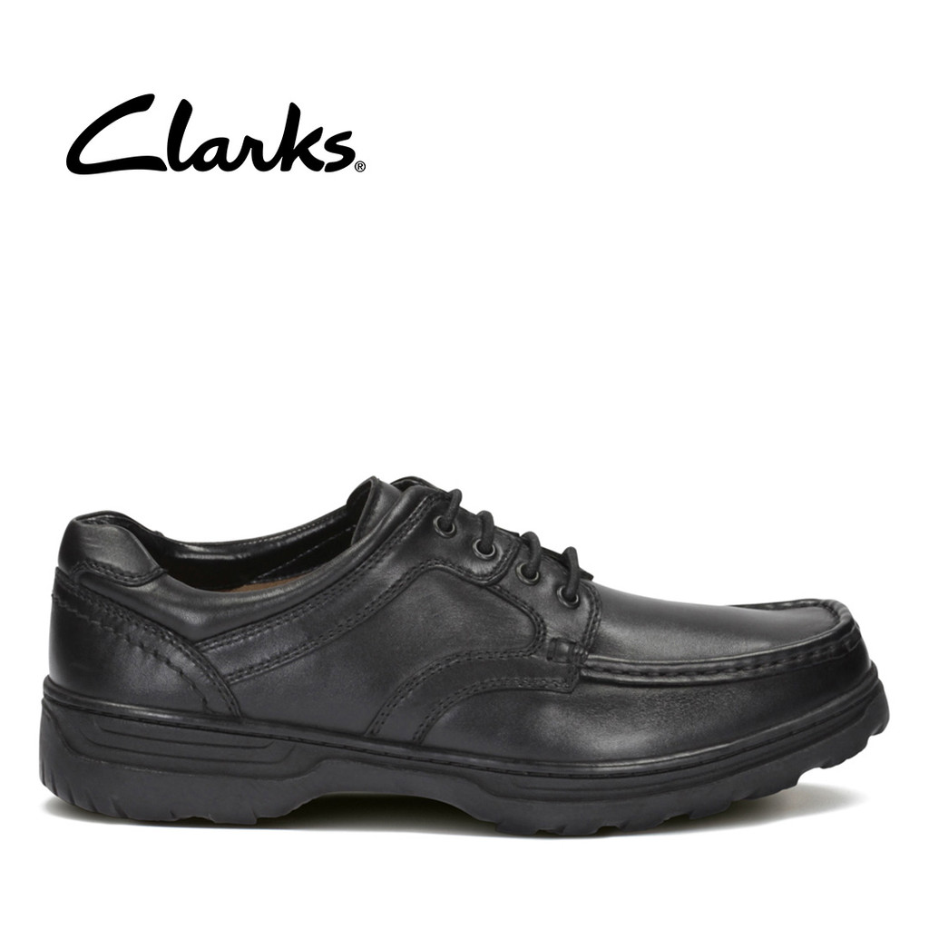Clarks Mens Line Shore Sneakers Black Leather - Extra Wide Feet ...