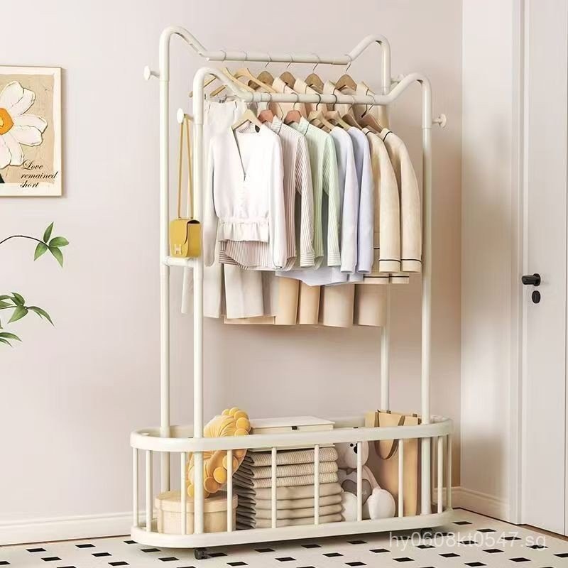 Storage Clothes Rack for Home, Simple Living Room Floor-Standing Mobile ...