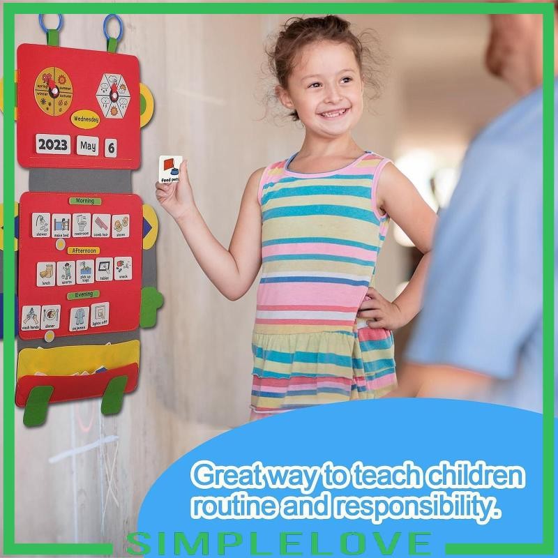 [Simple] Visual Schedule Pocket Chart Robot Back Board Visual Schedule ...