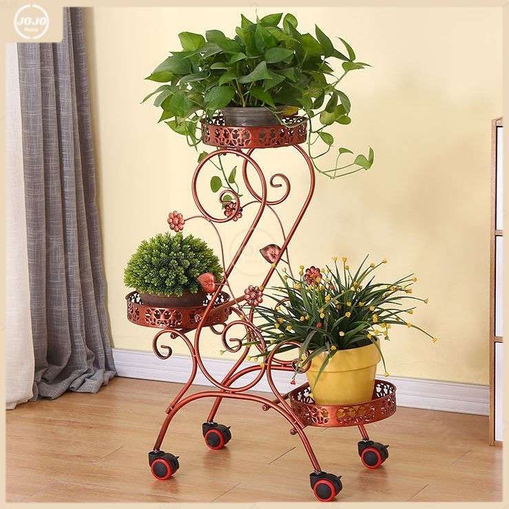 Push-pull balcony flower basin rack european round flower rack with ...