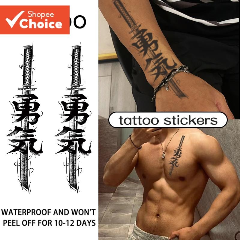 Samurai Sword Temporary Tattoo Semi-Permanent Ink Realistic Design for ...