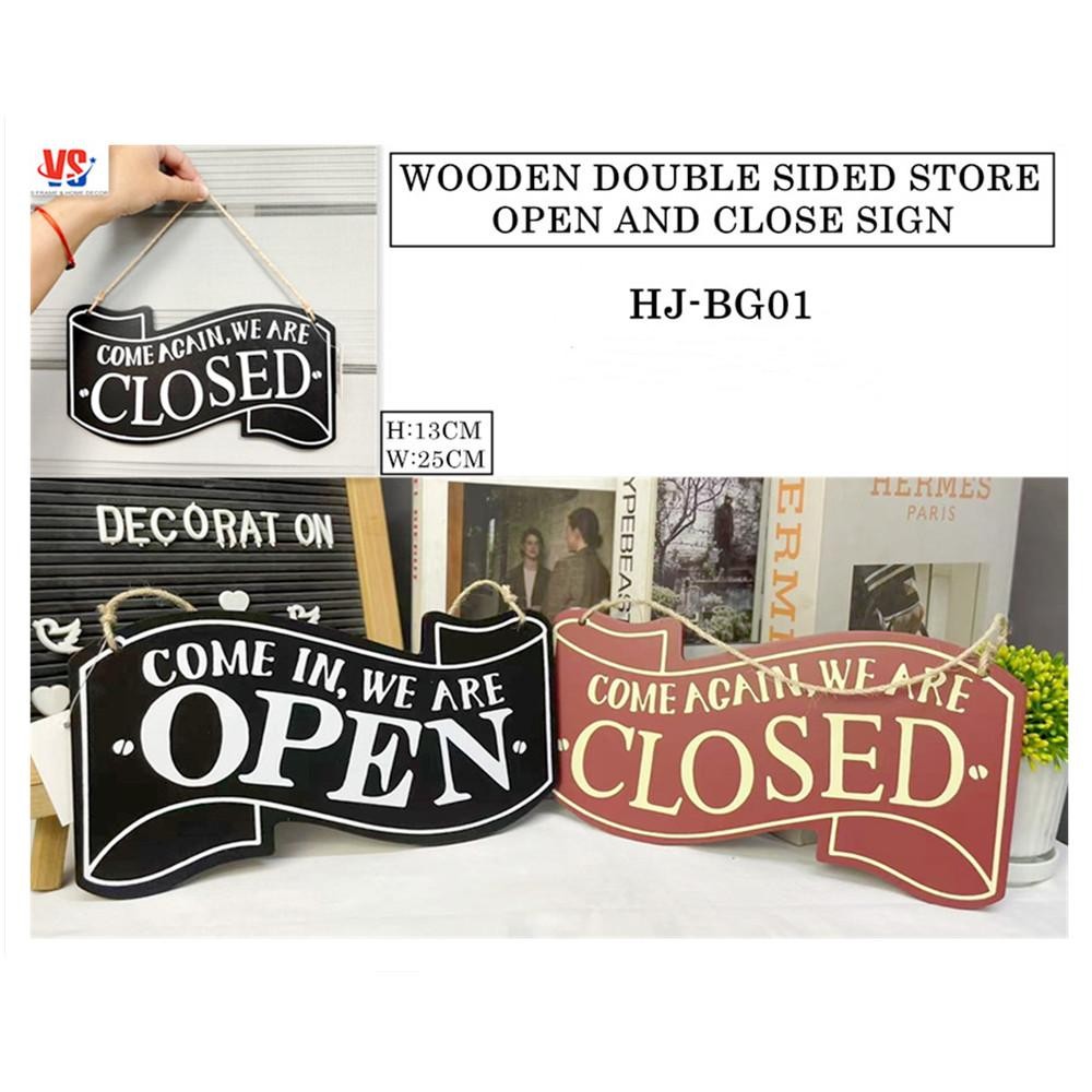 WOODEN DOUBLE SIDED OPEN CLOSE SIGNAGE FOR STORE BUSINESS OR HOME(HJ ...