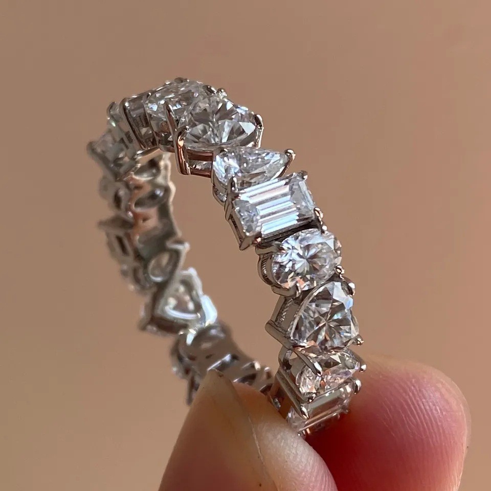 European American Geometric Love Ring Unique All-Match Zircon Jewelry ...