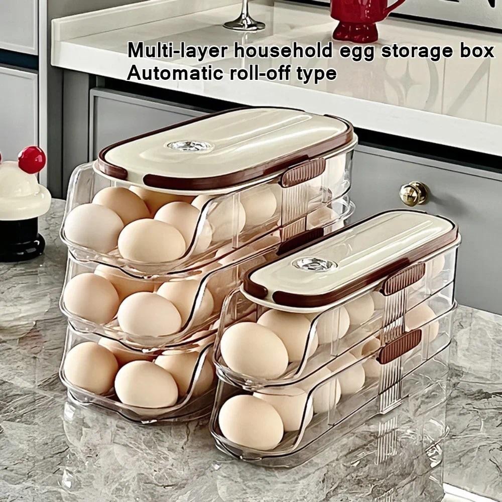 Egg Storage Box Multi-layer Automatic Egg Rolling Tray Rack for Storage ...