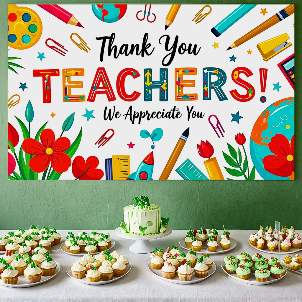 Teacher Appreciation Week Backdrop Banner School Classroom Decorations ...