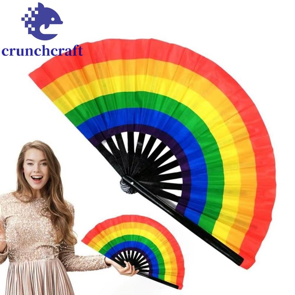 CRUNCHCRAFT Rainbow Handheld Fan, Portable Decorative Folding Dance Fan ...