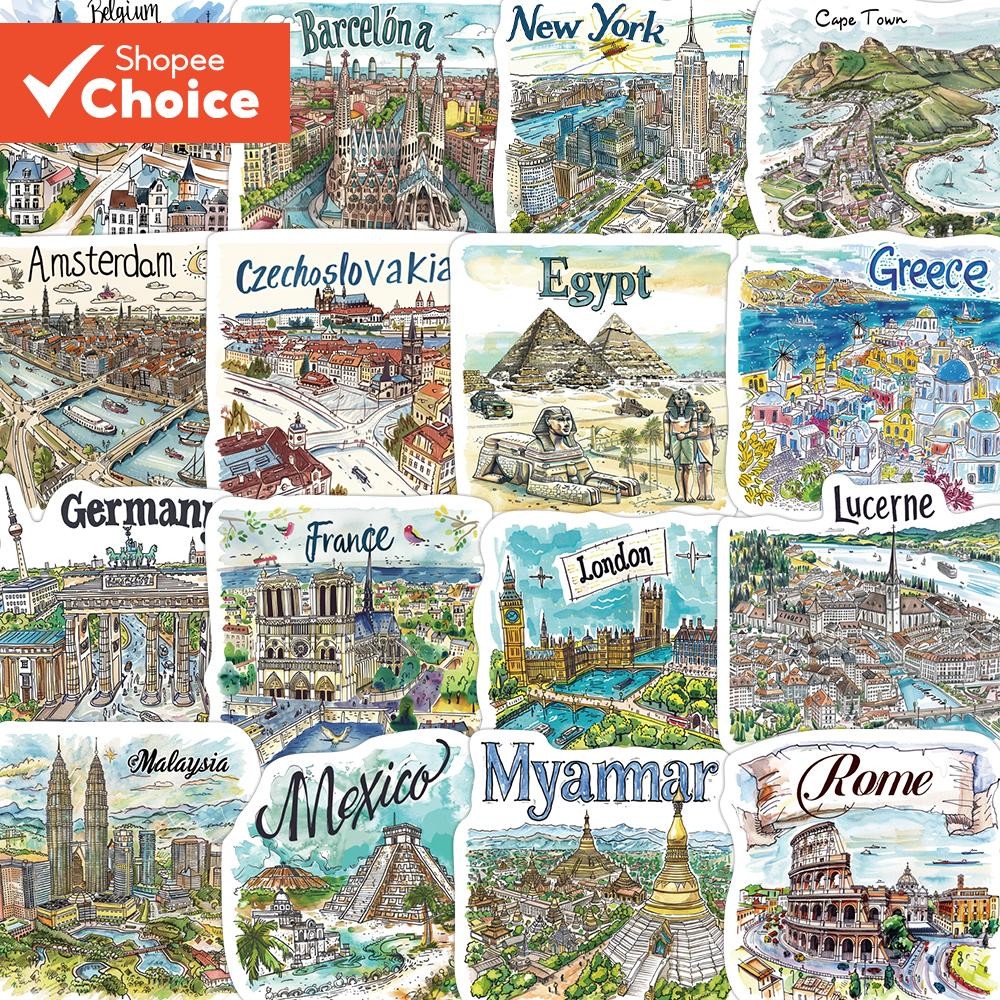 50pcs World Travel Graffiti Waterproof Stickers for Water Bottles Gifts ...
