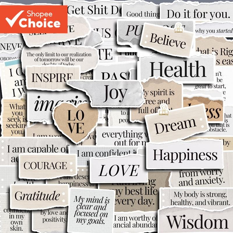 60pcs English Tearing Paper Stickers Diy Computer Laptop Washi ...