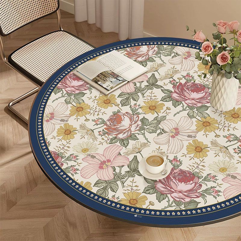 PVC Round Table Mat Vintage Table Protector Waterproof Oil-proof Scald ...