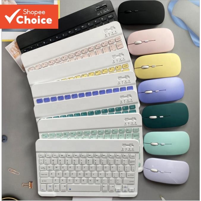 Wireless Bluetooth Mouse Set Colorful 10 Inch Keyboard For Android/ios ...
