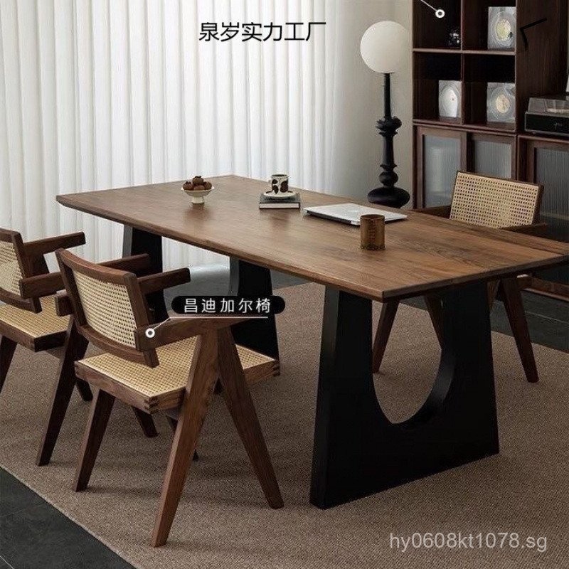 Solid Wood Conference Walnut Large Integrated Work Desk Dining Desk ...