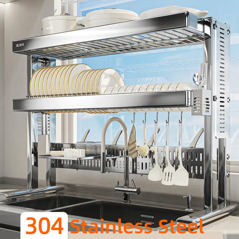⚡2025 New⚡ 304 Stainless Steel Kitchen Dish Rack Over Sink Dish Rack ...
