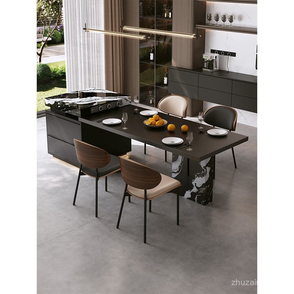Center Island Table Dining Table Integrated Home Extendable Rock Slab ...