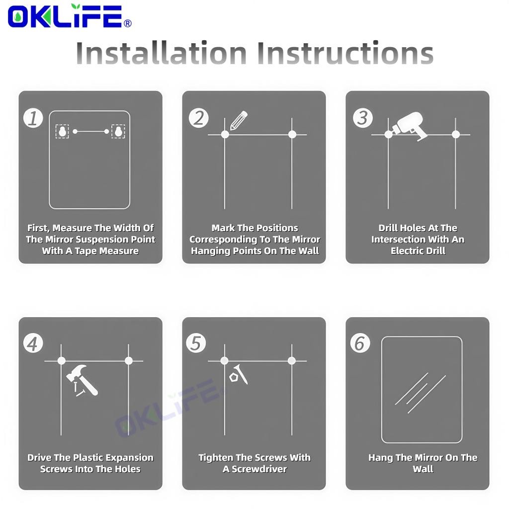 LED makeup mirror Smart bathroom mirror wall mounted toilet mirror Wall Mirror view 9
