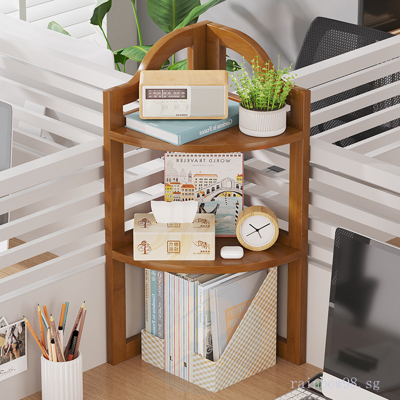 Office Workstation Corner Triangle Rack Desktop Bookshelf Storage Right ...