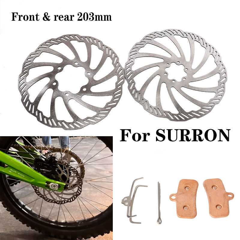 Motorcycle 203mm Front Rear Disc Brake Rotor Brake Pads for Surron Sur ...
