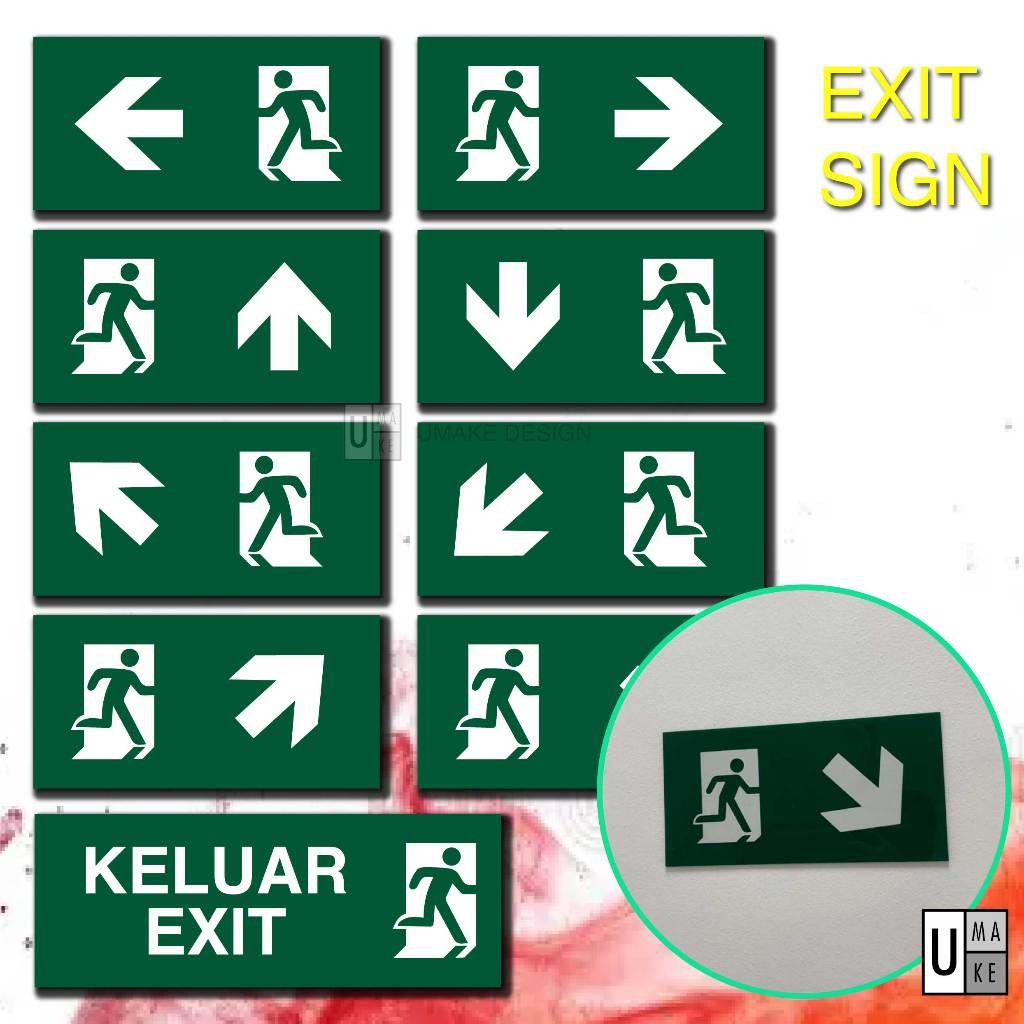 UMAKE Emergency Exit Signs Safety Signs emergency exit Keluar Sign ...
