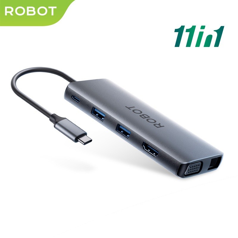 ROBOT USB HUB Converter TYPE-C 11 Port in 1 With HDMI VGA HUB Converter ...