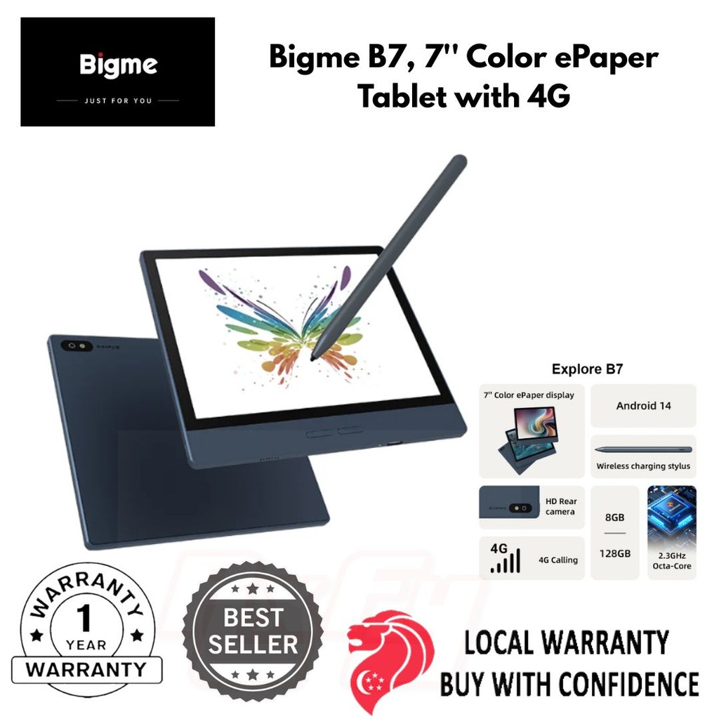 Bigme B7, 7'' Color ePaper Tablet with 4G Calling ereader eink ipad ...