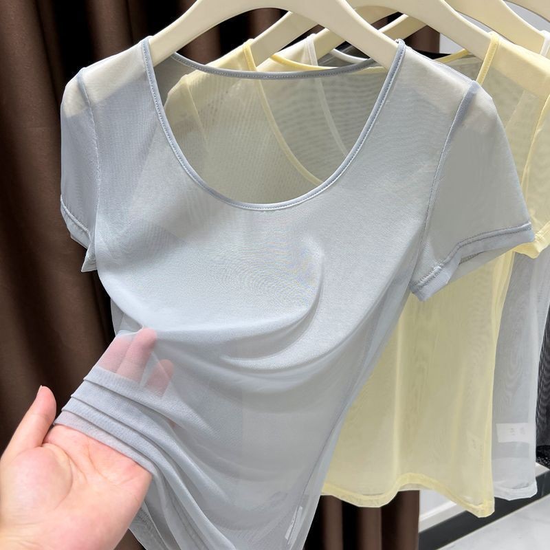 Mesh T-Shirt Mesh top [Comfortable Close-Fitting] Hot Girl Mesh Low ...