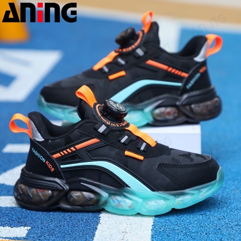 ANING ANINGBOY-sepatu sekolah anak laki laki Sepatu olahraga lari warna hitam sol lembut sepatu sneakers dan nyaman Fashion