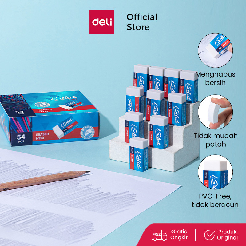 Deli I-Select Eraser Penghapus Putih Hapusan 1 pcs Bebas Debu Tidak Beracun EH323