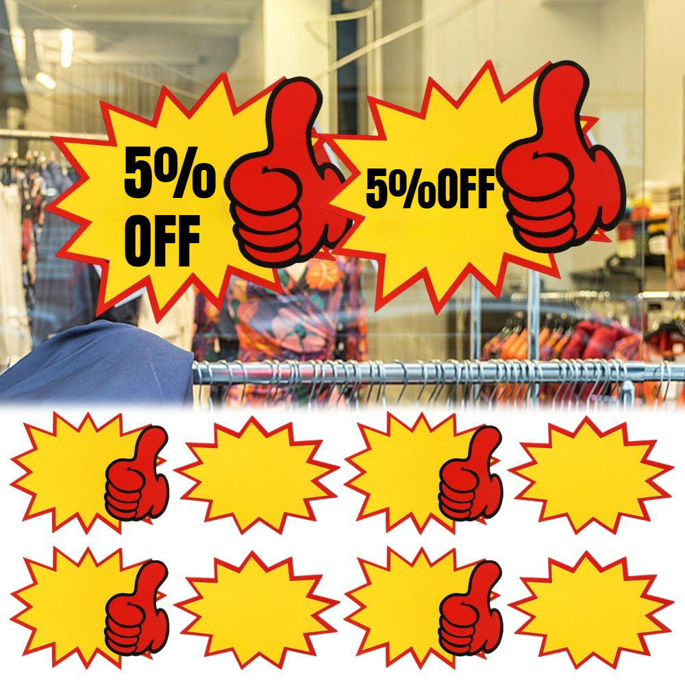 17*13CM Retail Special Price Labels Bright Yellow Big Thumb Blank ...