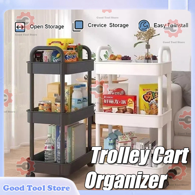 Trolley Cart Organizer Storage Shelf on Wheels Kitchen Trolley Storage ...