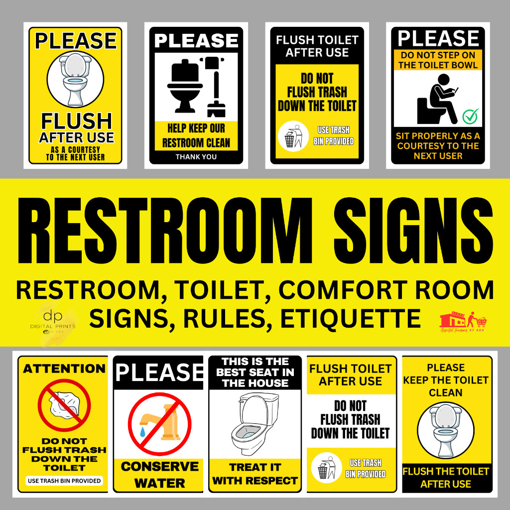toilet signage, restroom signage, laminated signage | Shopee Singapore
