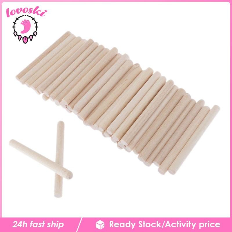 [Lovoski] 50pcs Balsa Wood Model DIY Unfinished Wood Craft Round Sticks ...