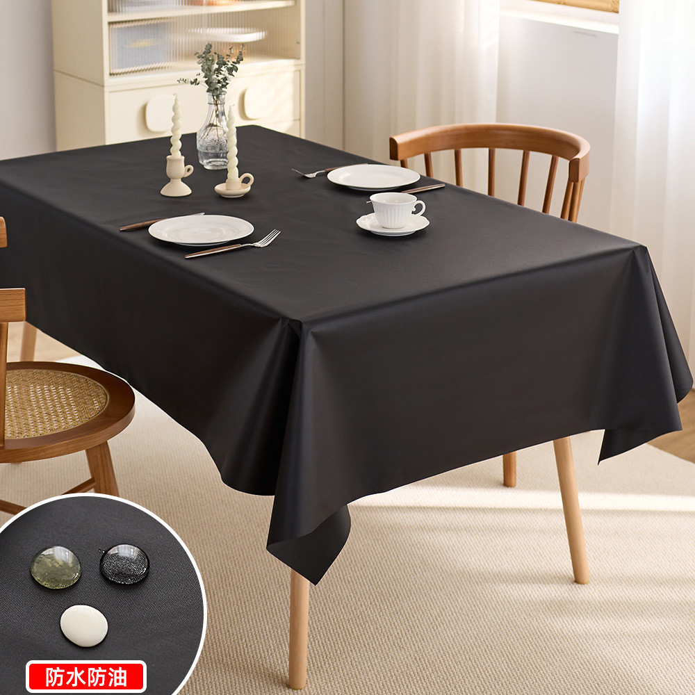 Solid Color Table Cloth Waterproof Oil-Proof Polyester Tablecloth ...