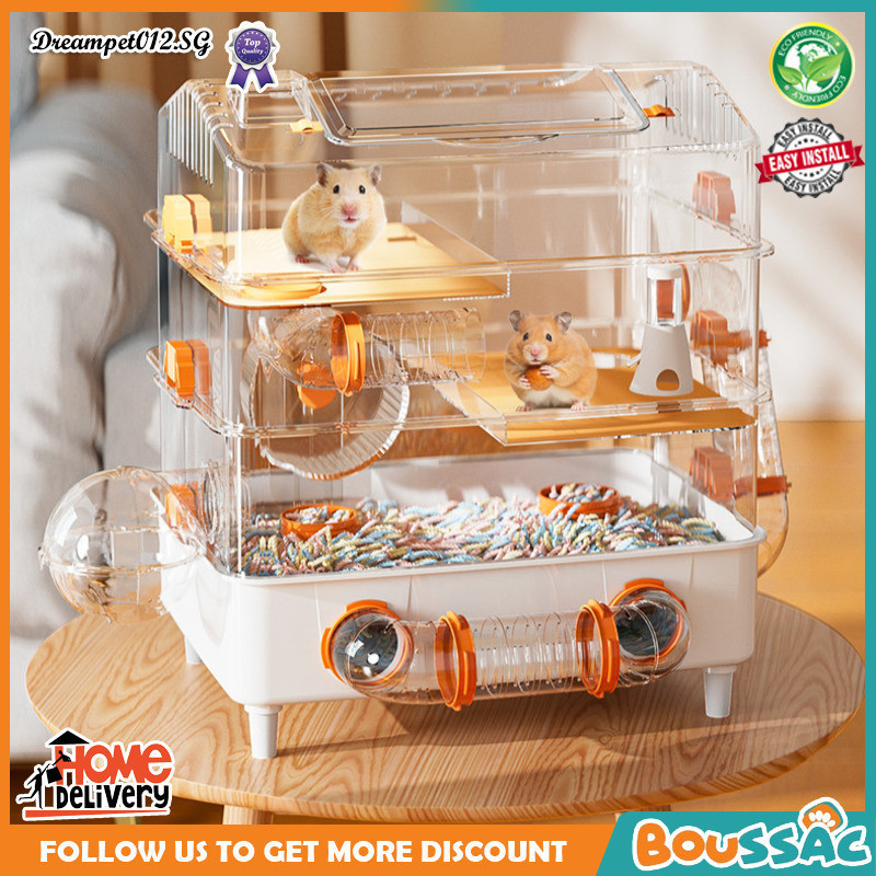 BOUSSAC Hamster Cage Golden Bear Special Large Space Luxury Villa ... - Hamster Luxury Cage Hideaways