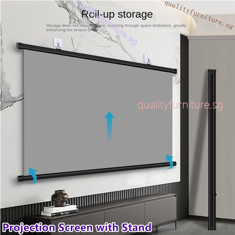 60/72/84/100 Inches Hand-pull Projection Screen with Stand HD Ultra ...