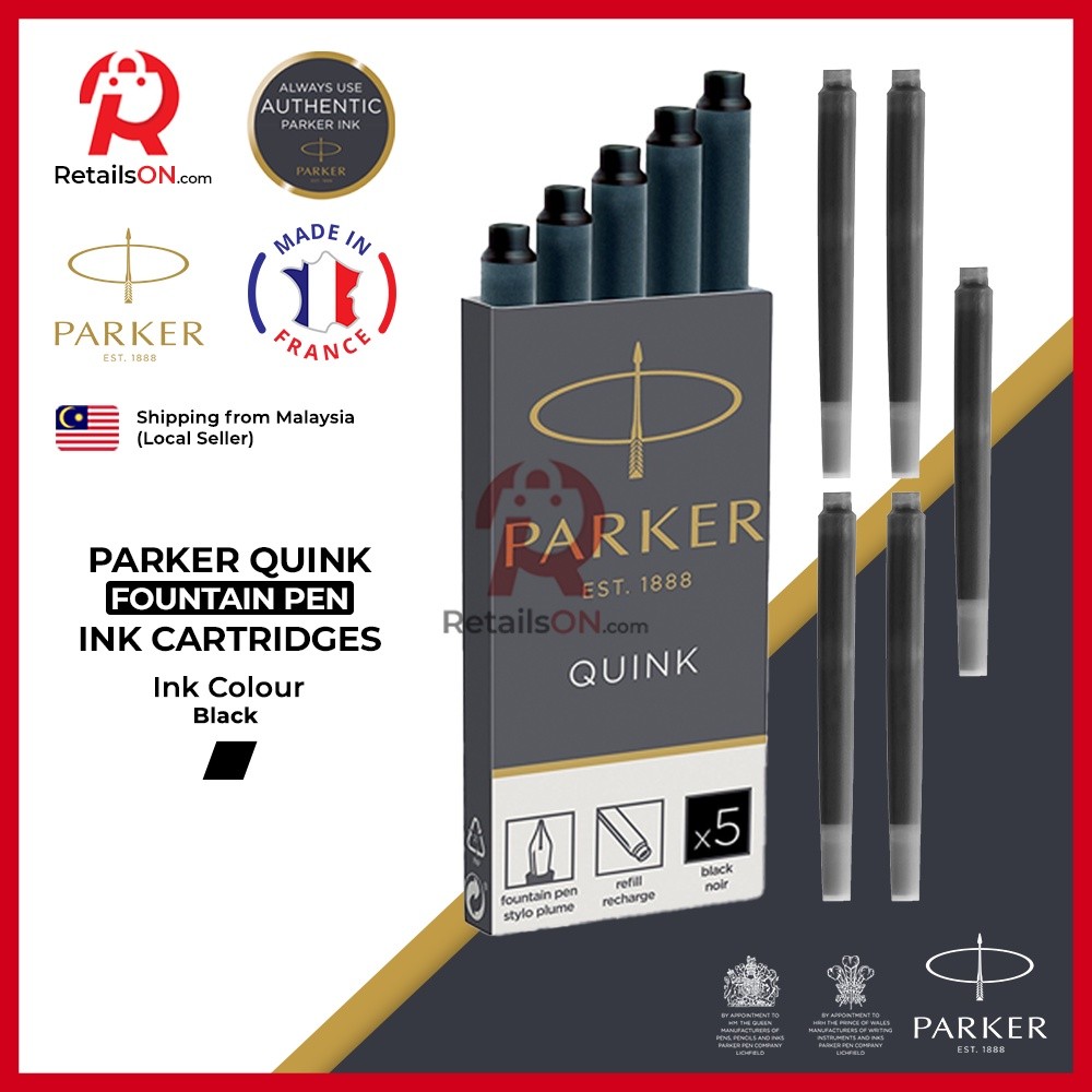 Parker Quink Fountain Pen Ink Cartridges - Black / Fountain Pen Ink ...
