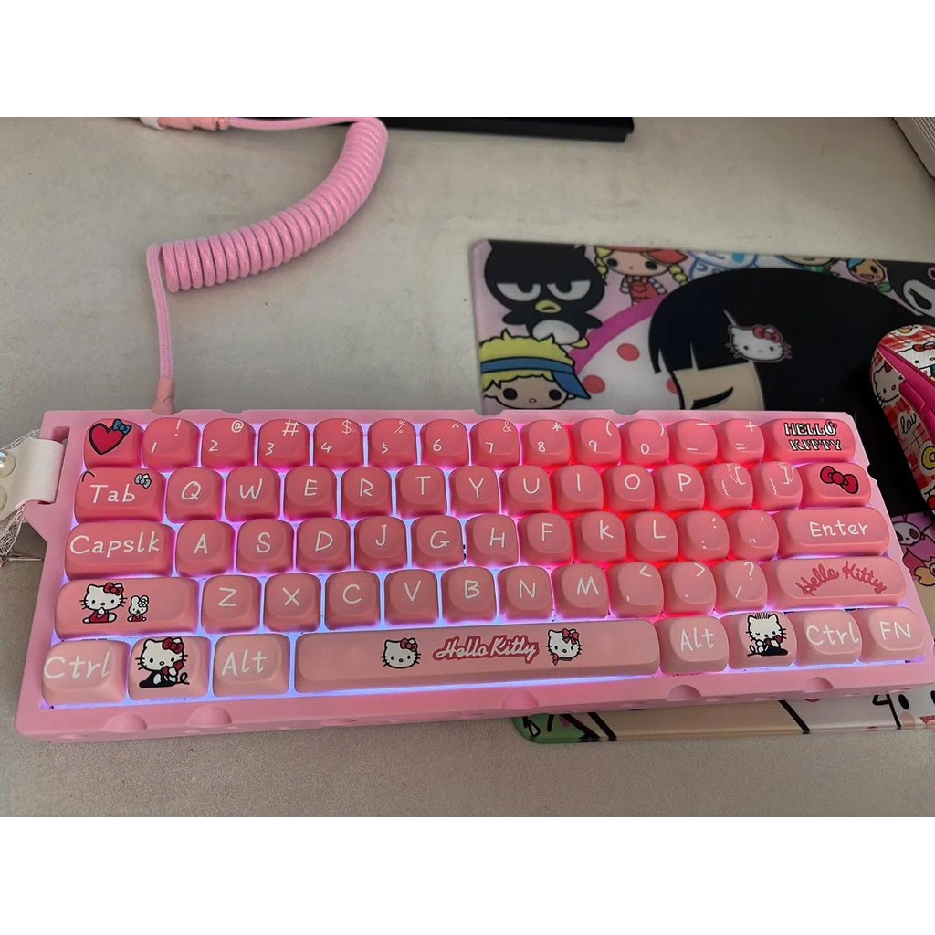 Hello Kitty Keycap MOA Profile 129 Keys PBT Dye Sublimation Round ...