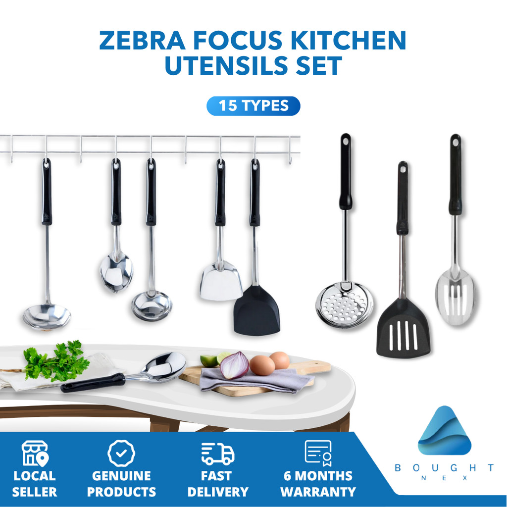 Zebra Focus Kitchen Utensils Set - Stainless Steel, Hygienic, Easy ...