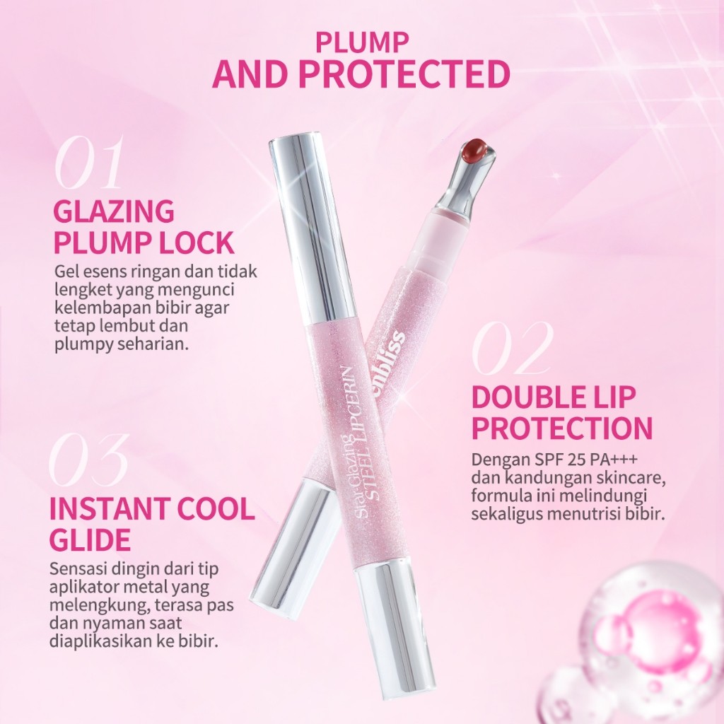 BNB Barenbliss Star Glazing Steel Lipcerin 72H 5X Ceramide 2X Peptides UV SPF 25 PA+++ Merah Jingga - Gambar 3