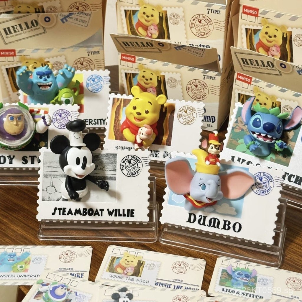 Disney Winnie the Pooh Figurine MINISO Gift Qishou Figure Stamp Stitch ...