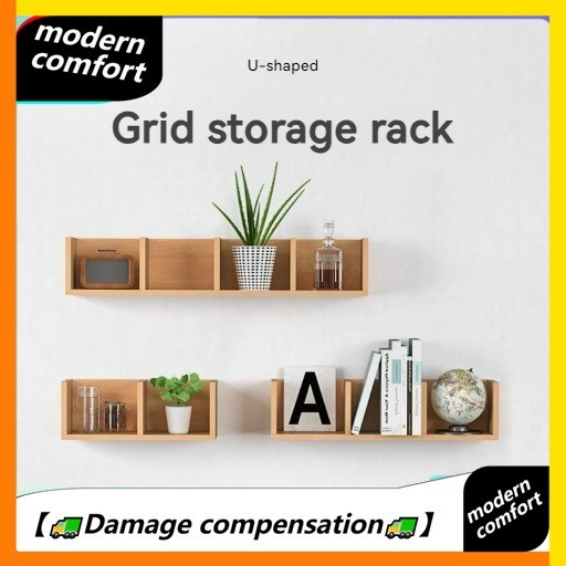 Wall shelf solid wood wall bookshelf bedroom corner rack TV background ...