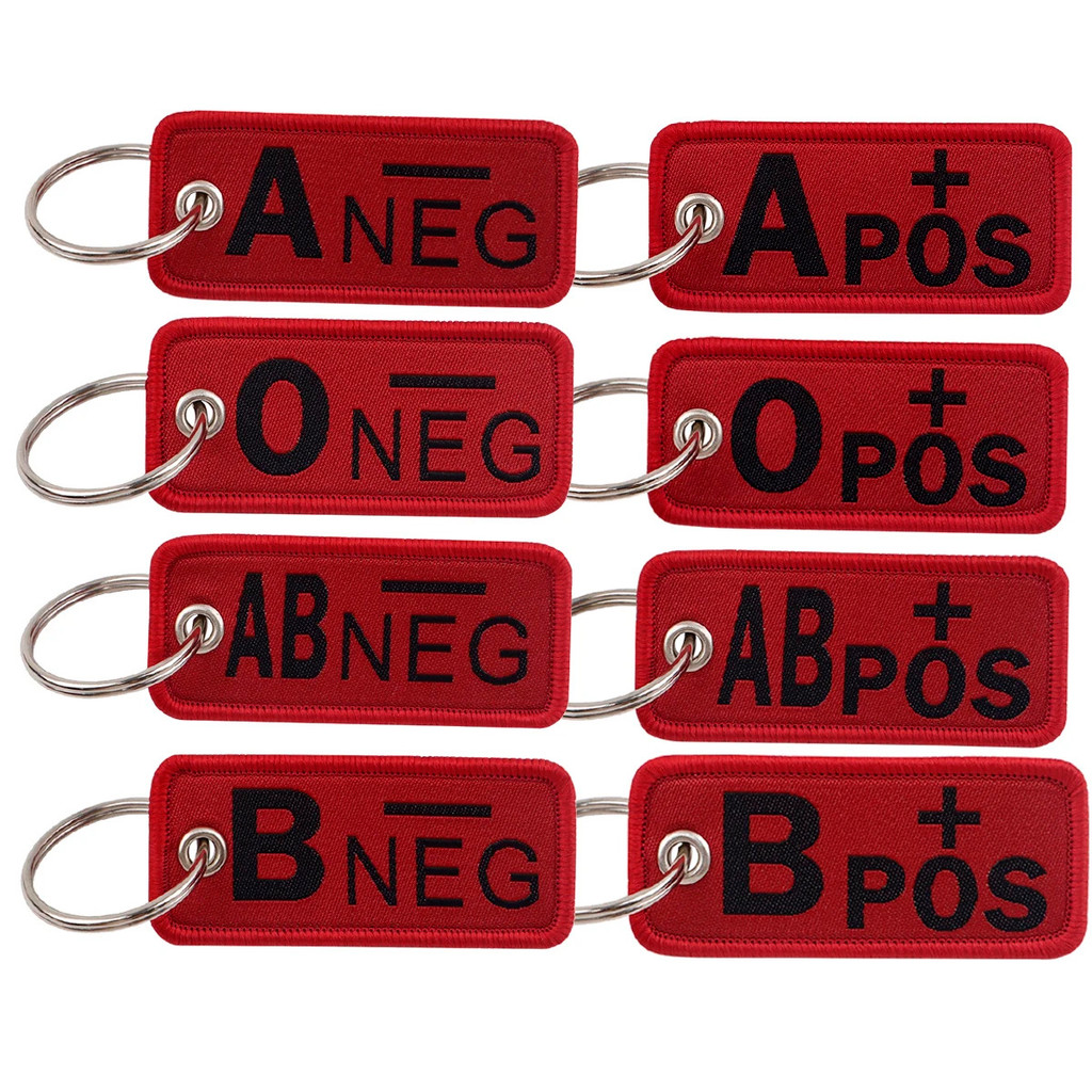 Blood Type Embroidery Key Fobs First Aid Medical Key Tags Keychain For ...