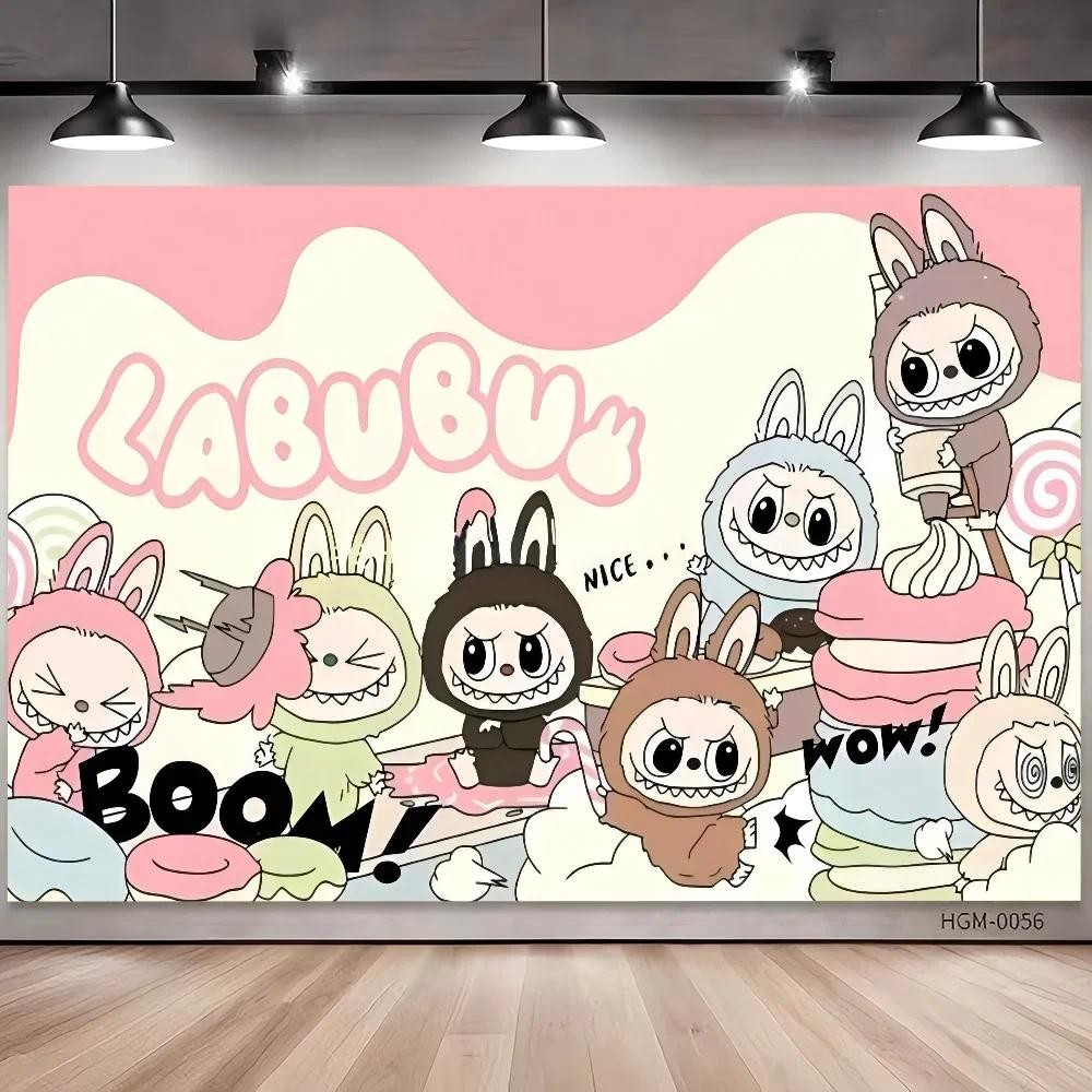 Labubu Background Wall The Moster Zimomo Photography Backdrop Kids ...