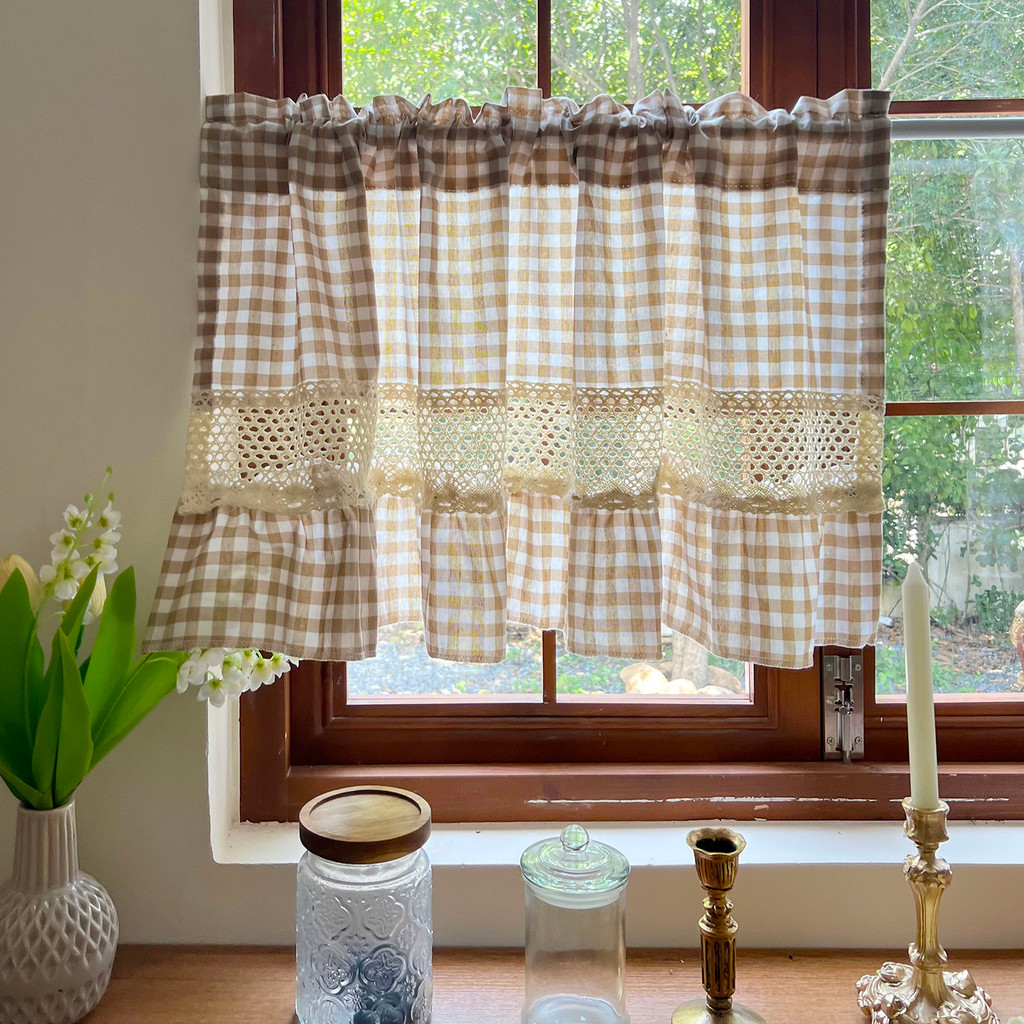 Semi Sheer Valance For Kitchen Buffalo Check Kitchen Tier Rustic ...