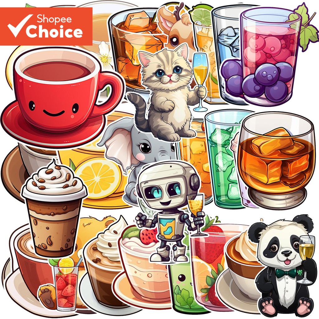 52 pcs Unique Drink Pattern Stickers, Creative Assorted Funny Stickers ...