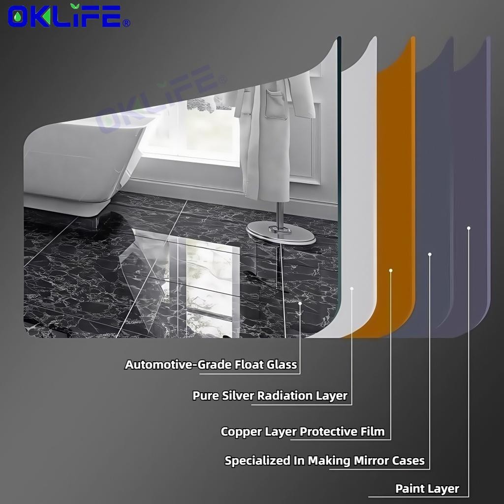 LED makeup mirror Smart bathroom mirror wall mounted toilet mirror Wall Mirror view 6