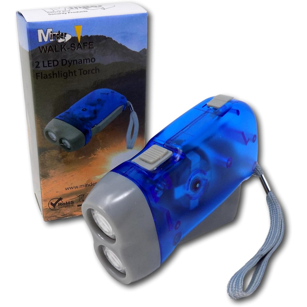 Torcia a dinamo con 3 LED, a manovella, senza batterie