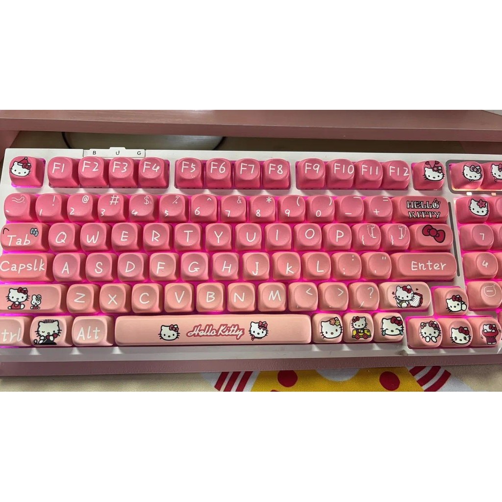 Hello Kitty Keycap MOA Profile 129 Keys PBT Dye Sublimation Round ...